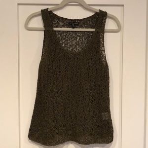 Eileen Fisher Army Green Open Knit Tank, Size M